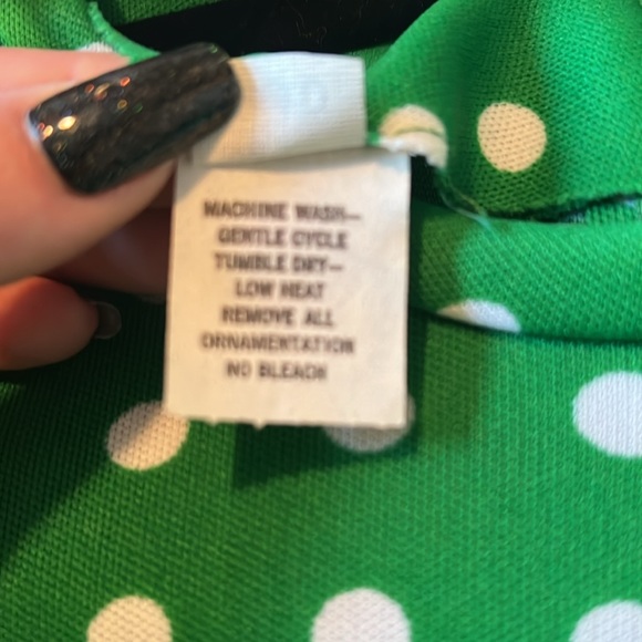 Vintage green & white polka dot dress 1974-1983 size 10 - Picture 5 of 6